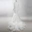 Vintage / Retro Ivory Chapel Train 2018 Wedding Trumpet / Mermaid Long Sleeve Scoop Neck Charmeuse Puffy Buttons Wedding Dresses
