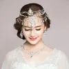 Chic / Beautiful Silver Bridal Jewelry 2017 Metal Beading Crystal Rhinestone Wedding Prom Accessories