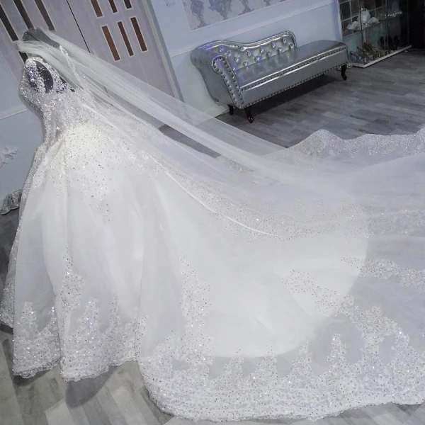 Luxury / Gorgeous White Royal Train Wedding 2018 Tulle U-Neck Backless Beading Crystal Rhinestone Ball Gown Wedding Dresses