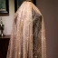 Glittrande Bling Bling Champagne 3 m Cathedral Train Bröllop Beading Paljetter Tyll Brudslöja 2018