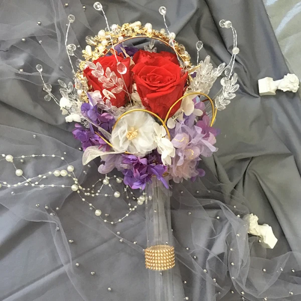Romantic Glamorous Multi-Colors Wedding Flowers 2020 Handmade Tulle Metal Beading Crystal Flower Pearl Bridal Wedding Prom Accessories