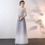 Sparkly Bling Bling Silver Floor-Length / Long Evening Dresses  2018 A-Line / Princess V-Neck Tulle Appliques Beading Sequins Evening Party Formal Dresses