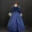 Vintage / Retro Traditional Floor-Length / Long Ball Gown Navy Blue Prom Dresses 2018 Lace-up U-Neck Charmeuse Backless Printing Prom Formal Dresses