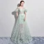 Amazing / Unique Sage Green Evening Dresses  2017 A-Line / Princess V-Neck Lace Feather Appliques Backless Beading Evening Party Formal Dresses