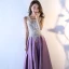 Chic / Beautiful Purple Evening Dresses  2017 A-Line / Princess U-Neck Lace Appliques Backless Beading Evening Party Formal Dresses