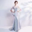 Chic / Beautiful Grey Evening Dresses  2018 Trumpet / Mermaid V-Neck Lace Appliques Backless Beading Rhinestone Evening Party Formal Dresses