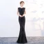 Sparkly Bling Bling Floor-Length / Long Black Evening Dresses  2018 Trumpet / Mermaid U-Neck Zipper Up Beading Sequins Evening Party Formal Dresses