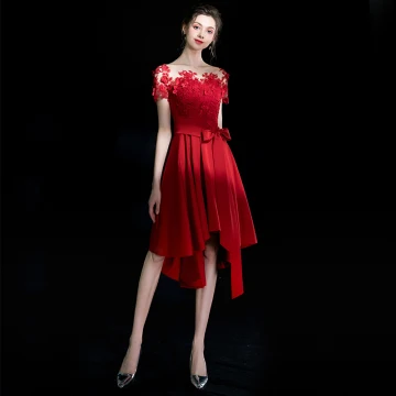 Modern Fashion Red Short Homecoming Graduation Dresses 2018 A Line Princess U Neck Charmeuse Appliques Backless Beading Formal Dresses