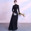 Modest / Simple Black Floor-Length / Long Evening Dresses  2018 A-Line / Princess Lace-up High Neck Long Sleeve Charmeuse Formal Dresses