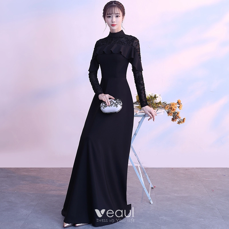 1930s style evening dress Spaghetti Straps Satin Black Prom Dress Formal Gown with Slit TP1242 US16 / Custom Color main image 1