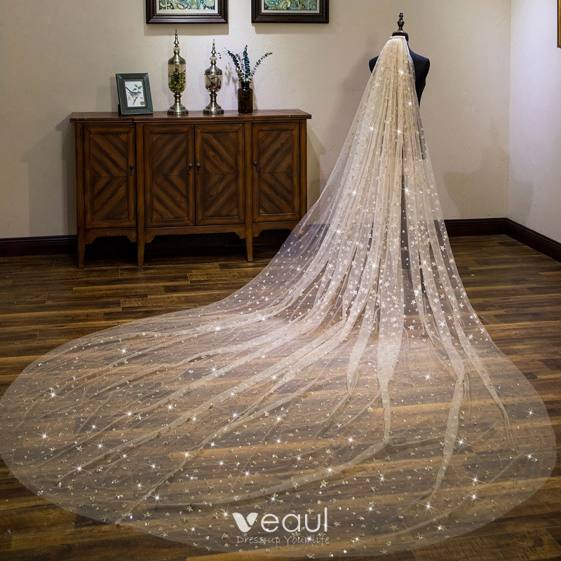 Veaul Sparkly Gold Glitter Wedding Veils 2019