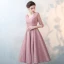 Elegant Blushing Pink 2017 Party Dresses V-Neck Lace Appliques Backless Homecoming Evening Party A-Line / Princess Evening Dresses