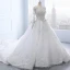 Luxury / Gorgeous White Royal Train Wedding 2018 Tulle U-Neck Backless Beading Crystal Rhinestone Ball Gown Wedding Dresses