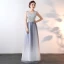 Sparkly Bling Bling Silver Floor-Length / Long Evening Dresses  2018 A-Line / Princess V-Neck Tulle Appliques Beading Sequins Evening Party Formal Dresses