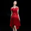 Modern / Fashion Red Short Homecoming Graduation Dresses 2018 A-Line / Princess U-Neck Charmeuse Appliques Backless Beading Formal Dresses