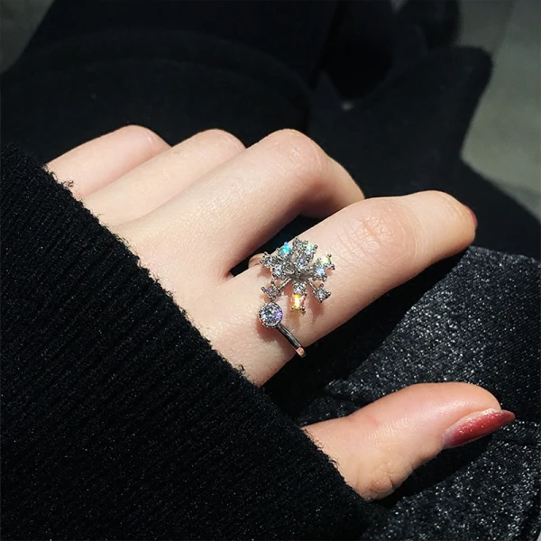Unique Argenté Faux Diamant Flocon de neige Bague Club de carnaval Anneaux 2019 Accessorize