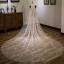 Scintillantes Étourdissant Doré Voile De Mariée 2020 Tulle Étoile Paillettes Glitter Chapel Train Mariage Accessorize