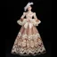 Vintage / Retro Medieval Champagne Ball Gown Prom Dresses 2021 Long Sleeve High Neck Floor-Length / Long 3D Lace Appliques Embroidered Flower Cosplay Prom Formal Dresses