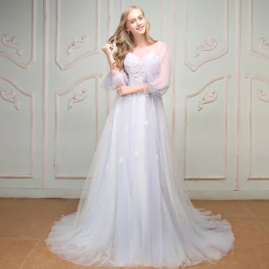 Chic Belle Blanche Robe De Soirée 2017 U Cou Chiffon Appliques Dos Nu Brodé Lanières Robe De Ceremonie