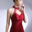 Unique Bordeaux Robe De Soirée 2017 Dentelle Appliques Dos Nu Perlage Soirée Robe De Ceremonie