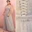 Chic / Belle Gris Grande Taille Robe De Bal 2018 Princesse V-Cou Tulle Lacer Appliques Dos Nu Perlage Paillettes Soirée Robe De Soirée