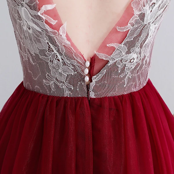 Charming Sexy Floor-Length / Long Evening Dresses 2018 V-Neck Chiffon Lace-up Burgundy Appliques Backless Beading Formal Dresses