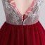 Charming Sexy Floor-Length / Long Evening Dresses  2018 V-Neck Chiffon Lace-up Burgundy Appliques Backless Beading Formal Dresses