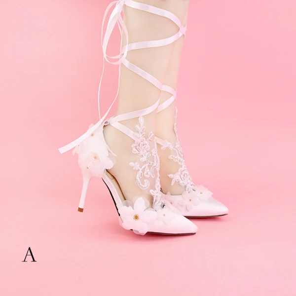 Chic / Beautiful White Wedding PU Appliques Beading Rhinestone Wedding Shoes 2018