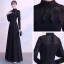 Modest / Simple Black Floor-Length / Long Evening Dresses  2018 A-Line / Princess Lace-up High Neck Long Sleeve Charmeuse Formal Dresses