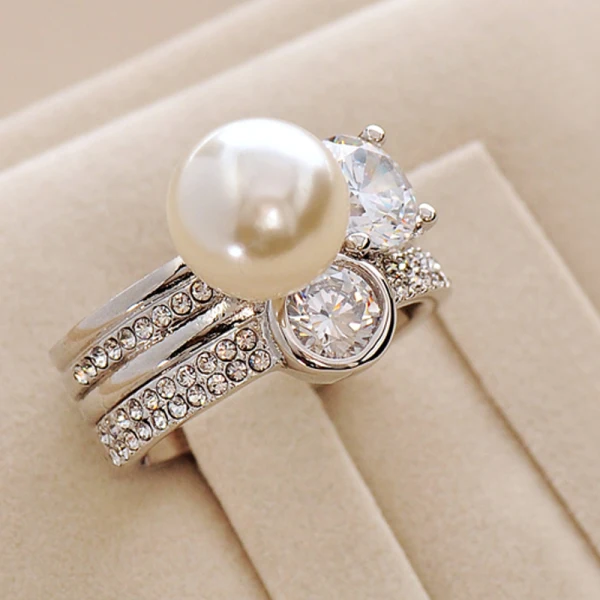 Luxe Argenté Perle Faux Diamant Lune Bague Alliage Dansant Anneaux 2019 Accessorize