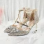 Luxury / Gorgeous Gold Wedding Shoes 2020 9 cm Pointed Toe Beading Sequins Rhinestone Cocktail Party Evening Party Womens Shoes