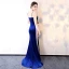 Sexy Bleu Roi Robe De Soirée 2017 Trompette / Sirène Bretelles Spaghetti Dos Nu Perlage Paillettes Soirée Robe De Ceremonie