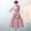 Elegant Blushing Pink 2017 Party Dresses V-Neck Lace Appliques Backless Homecoming Evening Party A-Line / Princess Evening Dresses