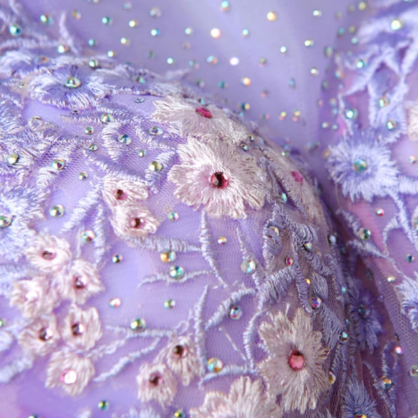 Flower Fairy Lavender Floor-Length / Long Prom Dresses 2018 A-Line / Princess Tulle U-Neck Appliques Backless Beading Evening Party Prom Formal Dresses
