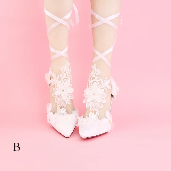 Chic / Beautiful White Wedding PU Appliques Beading Rhinestone Wedding Shoes 2018