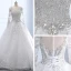 Luxury / Gorgeous White Royal Train Wedding 2018 Tulle U-Neck Backless Beading Crystal Rhinestone Ball Gown Wedding Dresses