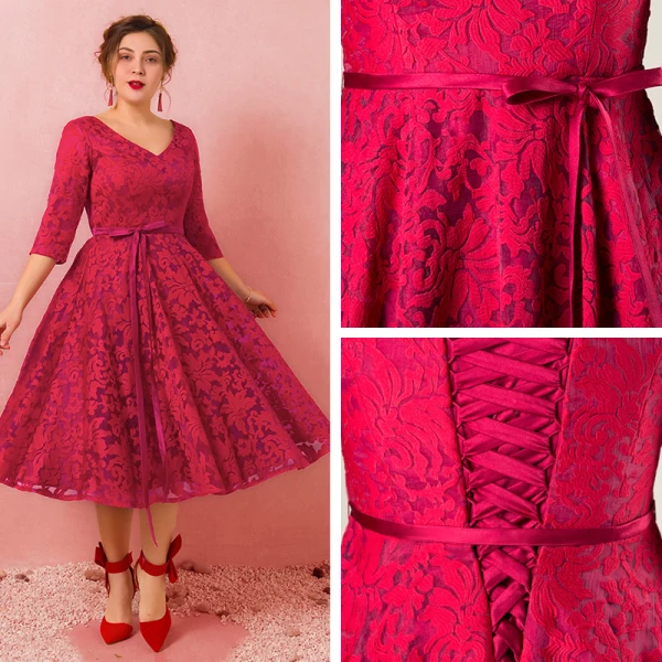 Lovely Burgundy Plus Size Graduation Dresses 2018 A-Line / Princess Tulle V-Neck Lace-up Appliques Backless Homecoming Formal Dresses