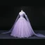Elegant Lavender Beading Sequins Appliques Prom Dresses 2022 Ball Gown Off-The-Shoulder With Shawl Long Sleeve Backless Floor-Length / Long Prom Formal Dresses