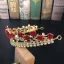 Fine Rød Blomst Rhinestone Gull Bryllup Tiara 2022 Legering Har Tilbehor