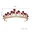 Fine Rød Blomst Rhinestone Gull Bryllup Tiara 2022 Legering Har Tilbehor