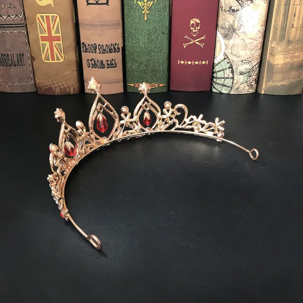 Mode Röd Kristall Rhinestone Bröllop Brud Huvudbonad Tiara 2022