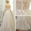 Élégant Plage Robe De Mariée 2017 Champagne Princesse Train De Balayage Manches Courtes Gland De l'épaule Dos Nu En Dentelle Appliques Fleur Perle Faux Diamant Ceinture