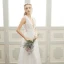 Elegant Beach Wedding Dresses 2017 White A-Line / Princess Sweep Train V-Neck Sleeveless Backless Lace Appliques Pearl
