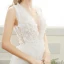 Elegant Beach Wedding Dresses 2017 White A-Line / Princess Sweep Train V-Neck Sleeveless Backless Lace Appliques Pearl