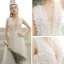 Elegant Beach Wedding Dresses 2017 White A-Line / Princess Sweep Train V-Neck Sleeveless Backless Lace Appliques Pearl