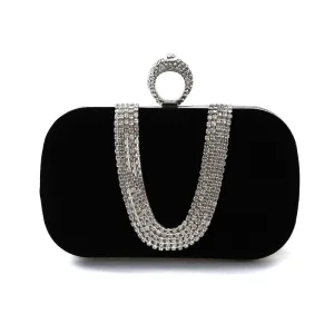 Mooie Prachtige Zwarte Rhinestone Velour Gala Handtassen 2023