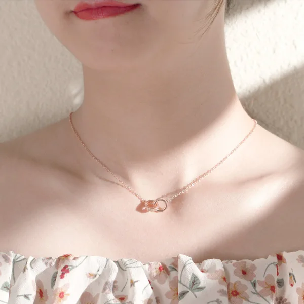 Mote Rose Gull Rhinestone Sterling Sølv Tilbehør Halskjeder 2023