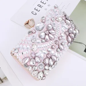 Fashion Blushing Pink Evening Party Rhinestone Clutch Bags 2023