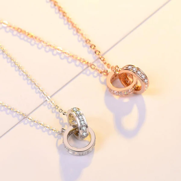 Mote Rose Gull Rhinestone Sterling Sølv Tilbehør Halskjeder 2023