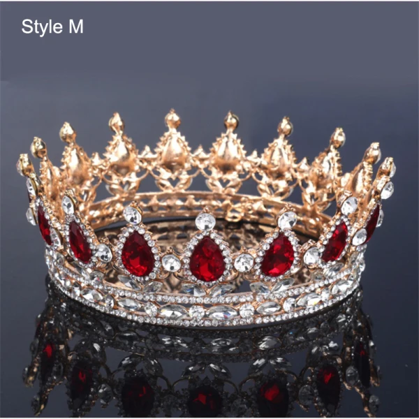 Charming Burgundy Handmade  Rhinestone Alloy Bridal Hair Accessories Wedding Crown 2023